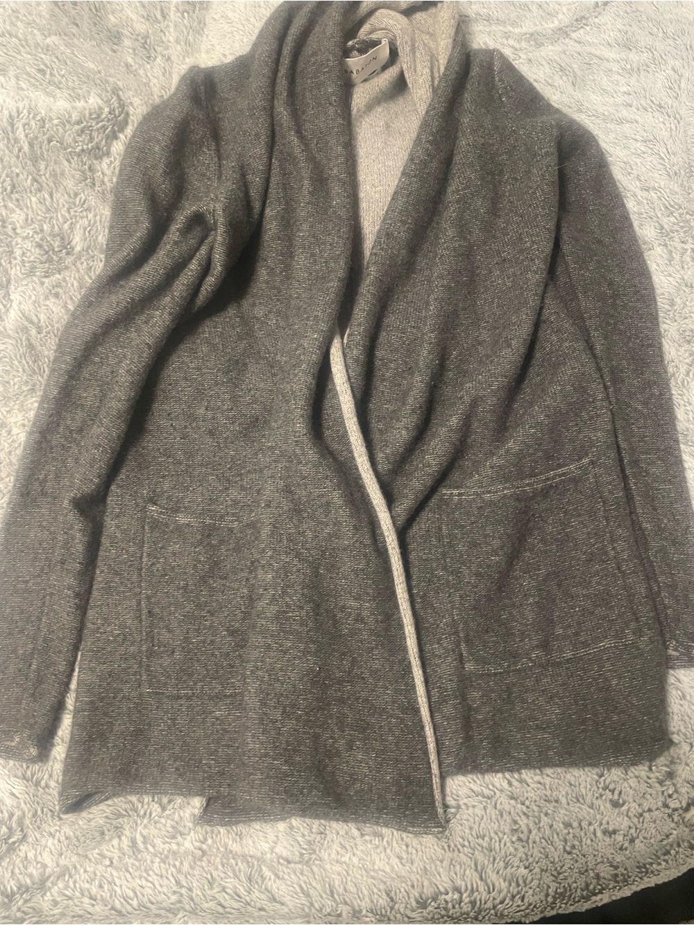 Babaton Charcoal Open-Front Shawl Collar Blazer